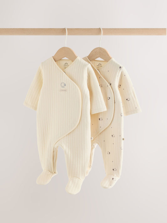 White Sheep Quilted 1 Tog Sleepsuits 2 Pack - image 1