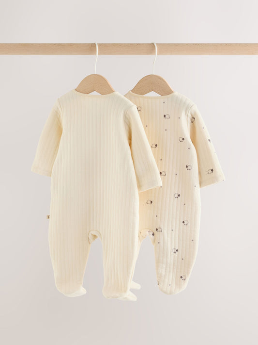 White Sheep Quilted 1 Tog Sleepsuits 2 Pack - image 2