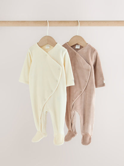 Neutral Fleece Baby Sleepsuits 2 Pack - image 1