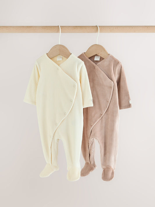 Neutral Fleece Baby Sleepsuits 2 Pack - image 1