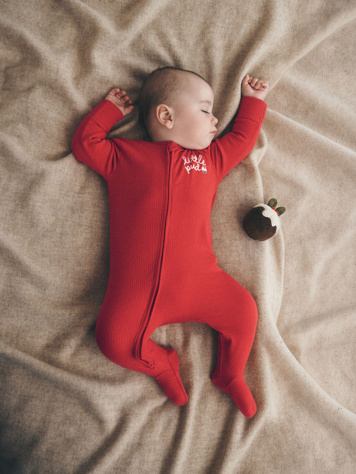 Red Little Pud Two Way Zip Baby Christmas Sleepsuit (0mths-3yrs) - image 1