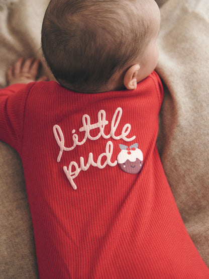 Red Little Pud Two Way Zip Baby Christmas Sleepsuit (0mths-3yrs) - image 2