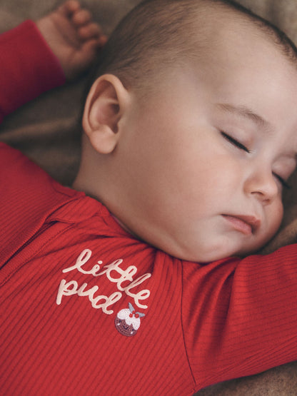 Red Little Pud Two Way Zip Baby Christmas Sleepsuit (0mths-3yrs) - image 3