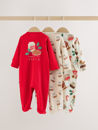 Red Baby Christmas Sleepsuits 3 Pack (0mths-2yrs) - image 5