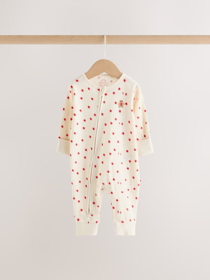 Red/White Christmas Two Way Zip Baby Sleepsuit 3 Pack (0mths-3yrs) - image 4