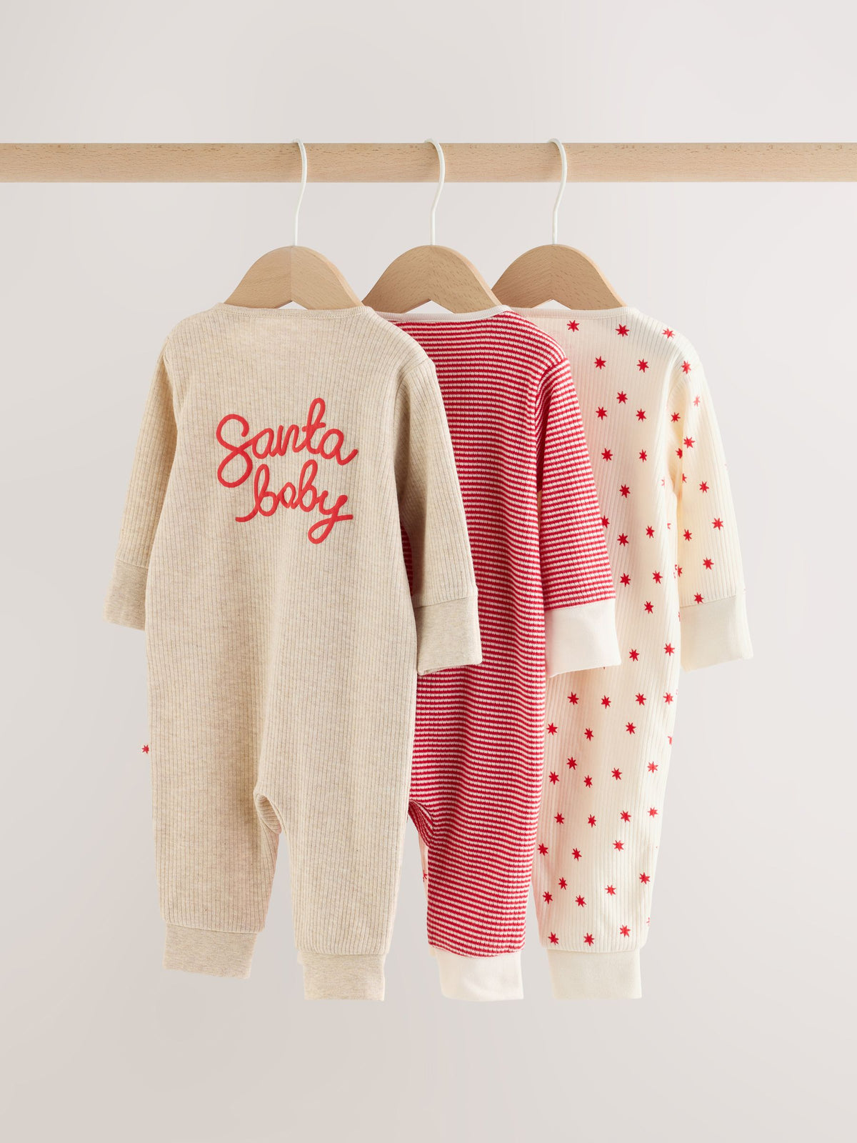 Red/White Christmas Two Way Zip Baby Sleepsuit 3 Pack (0mths-3yrs) - image 5