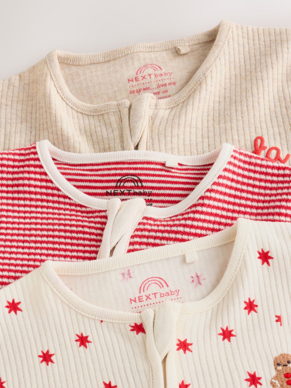 Red/White Christmas Two Way Zip Baby Sleepsuit 3 Pack (0mths-3yrs) - image 7