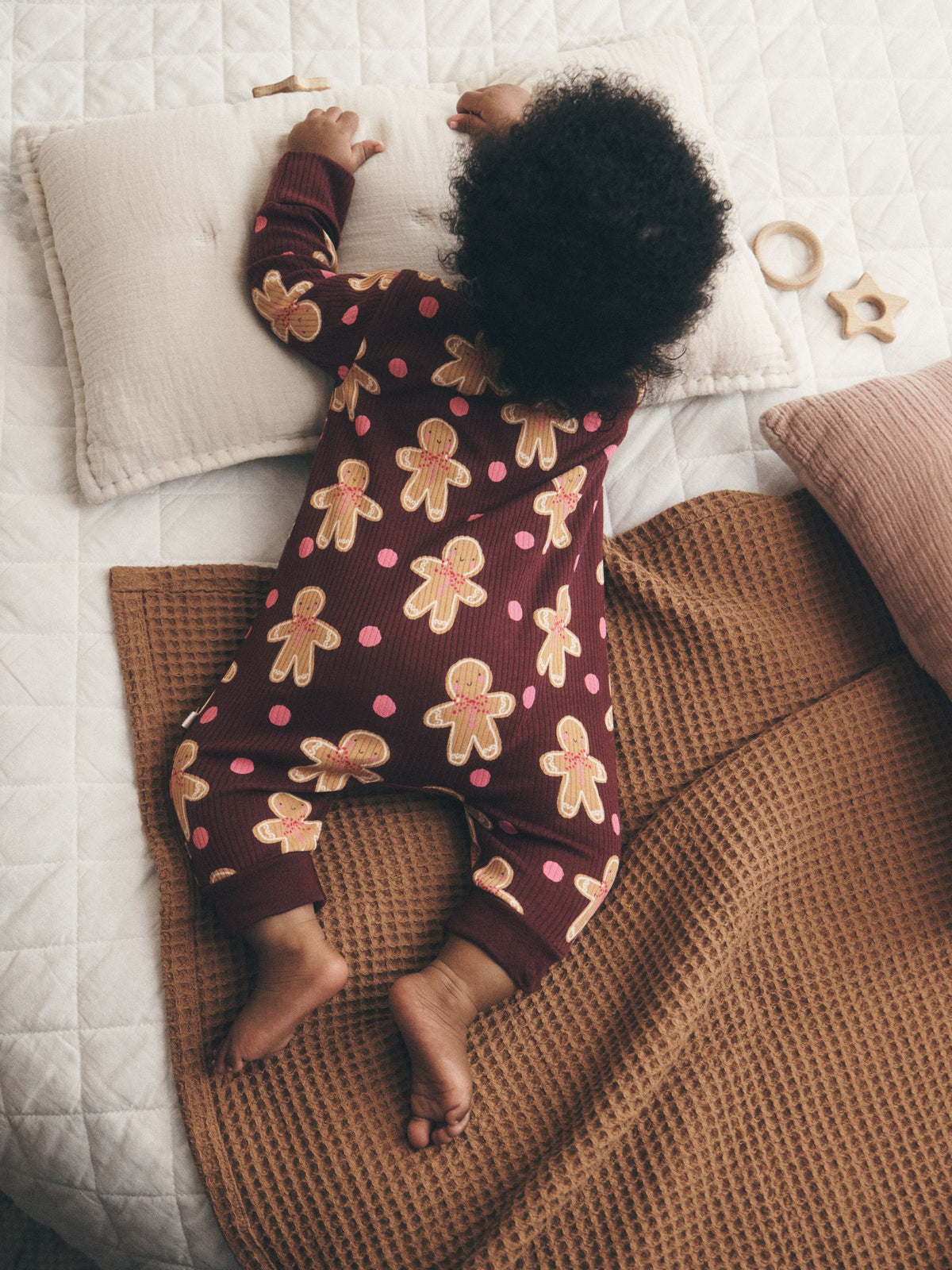 Burgundy Red Gingerbread Man Christmas Two Way Zip Sleepsuit (0mths-3yrs) - image 2