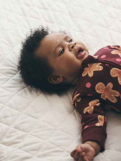 Burgundy Red Gingerbread Man Christmas Two Way Zip Sleepsuit (0mths-3yrs) - image 3