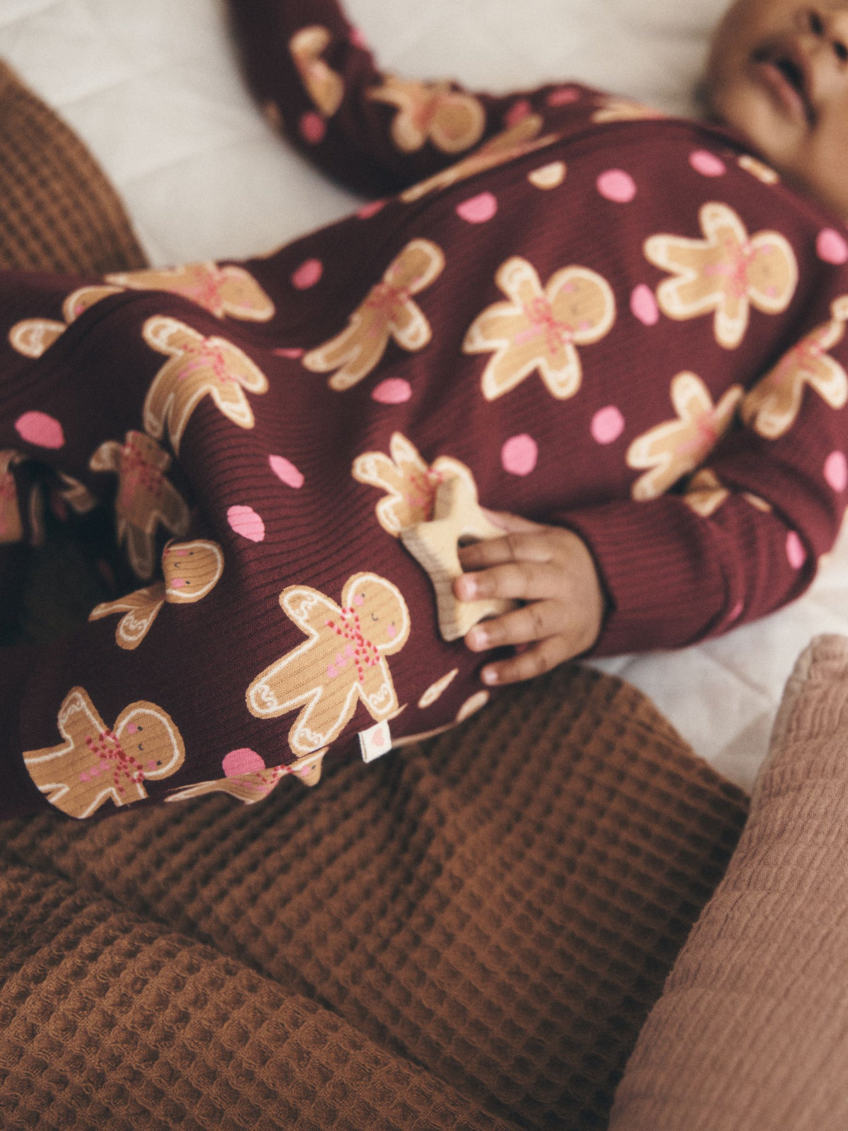 Burgundy Red Gingerbread Man Christmas Two Way Zip Sleepsuit (0mths-3yrs) - image 4