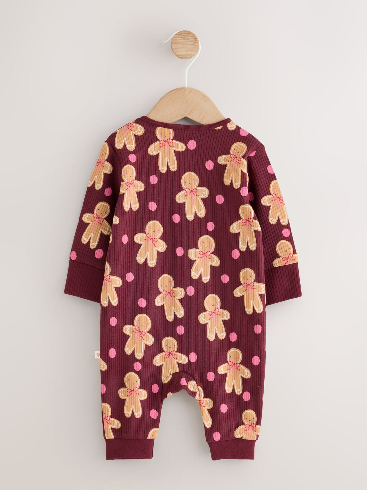 Burgundy Red Gingerbread Man Christmas Two Way Zip Sleepsuit (0mths-3yrs) - image 6