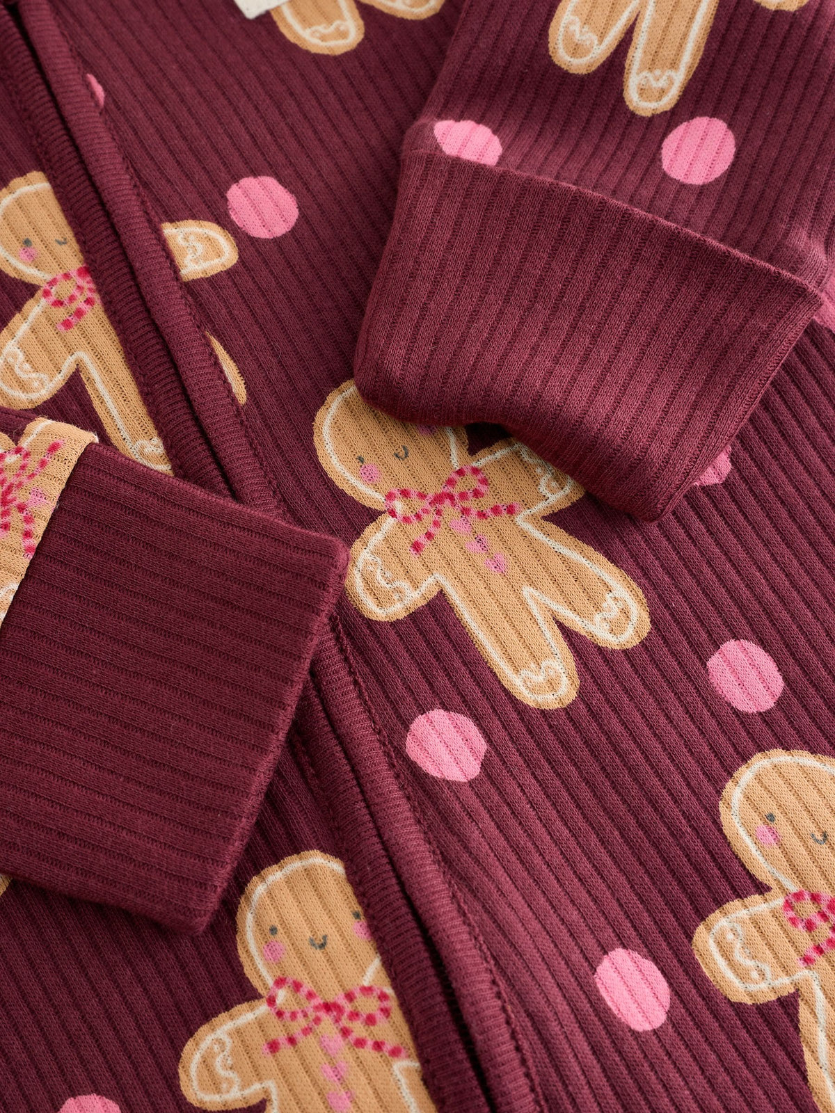 Burgundy Red Gingerbread Man Christmas Two Way Zip Sleepsuit (0mths-3yrs) - image 8