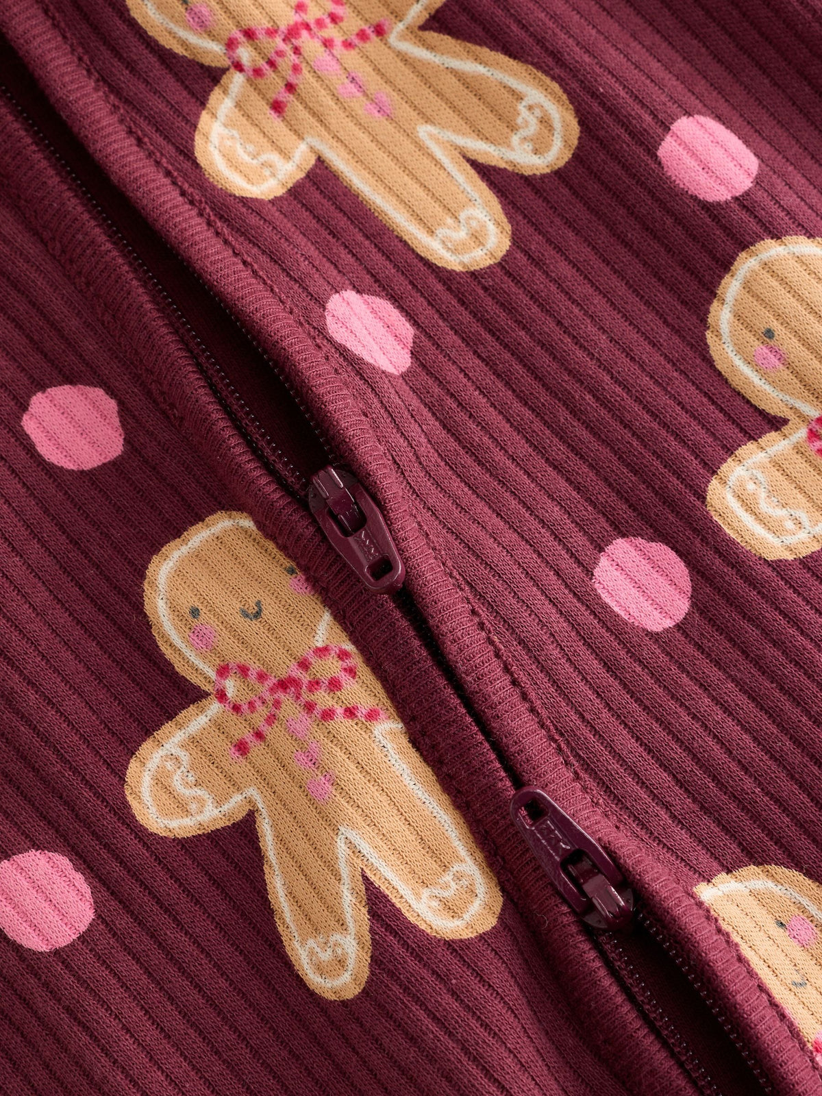 Burgundy Red Gingerbread Man Christmas Two Way Zip Sleepsuit (0mths-3yrs) - image 9