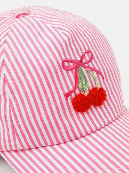 Angels By Accessorize Pink Cherry Stripe Cap image 2