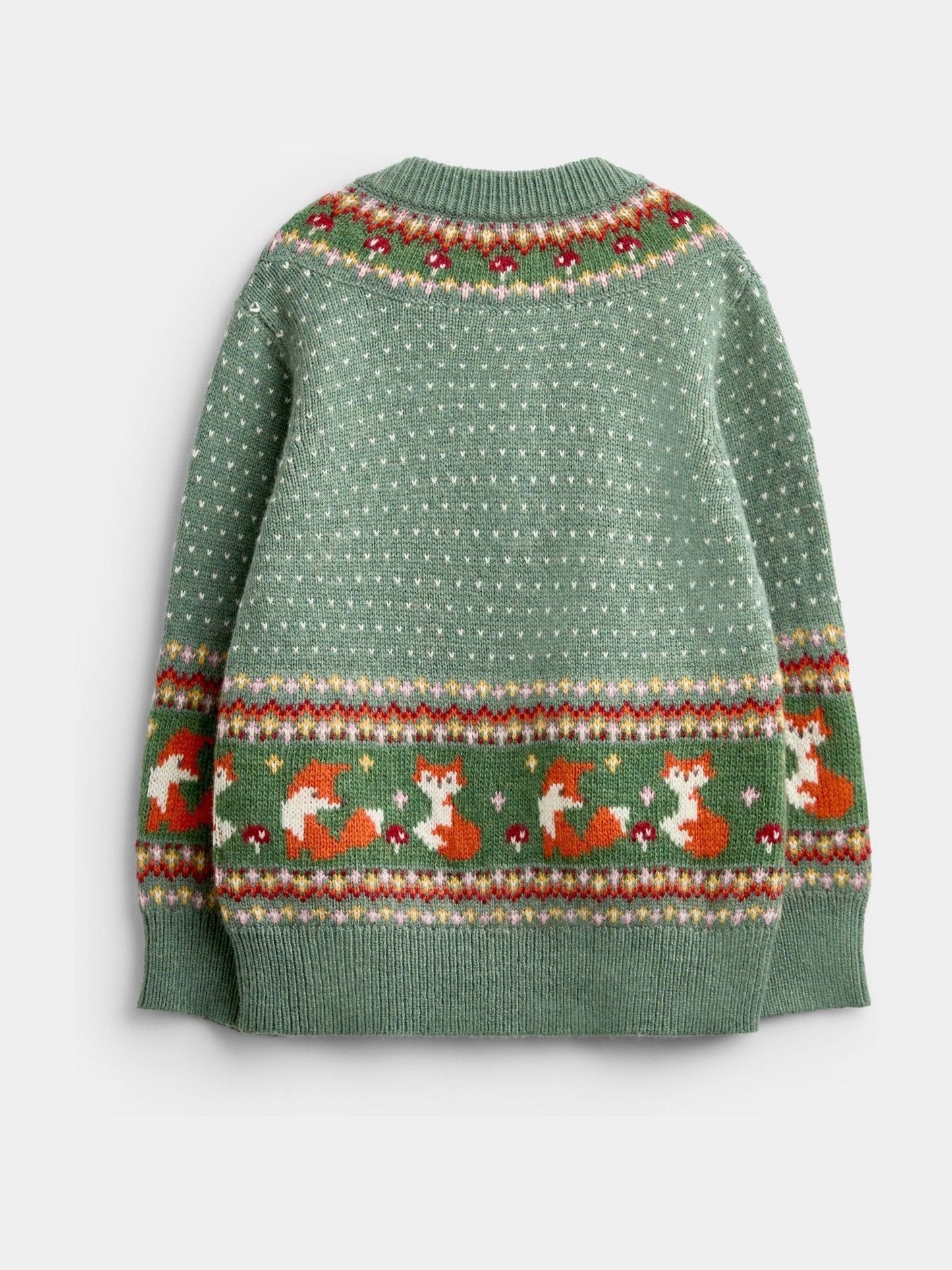 Dsiney Kidz - Jojo Maman Bébé Sage Green Fox Fairisle Cardigan image 2