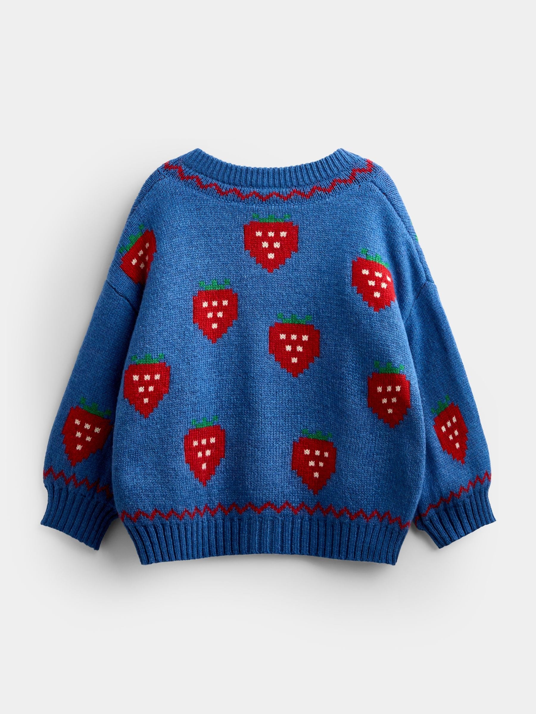 Dsiney Kidz - Jojo Maman Bébé Mid Blue Strawberry Knit Cardigan image 3