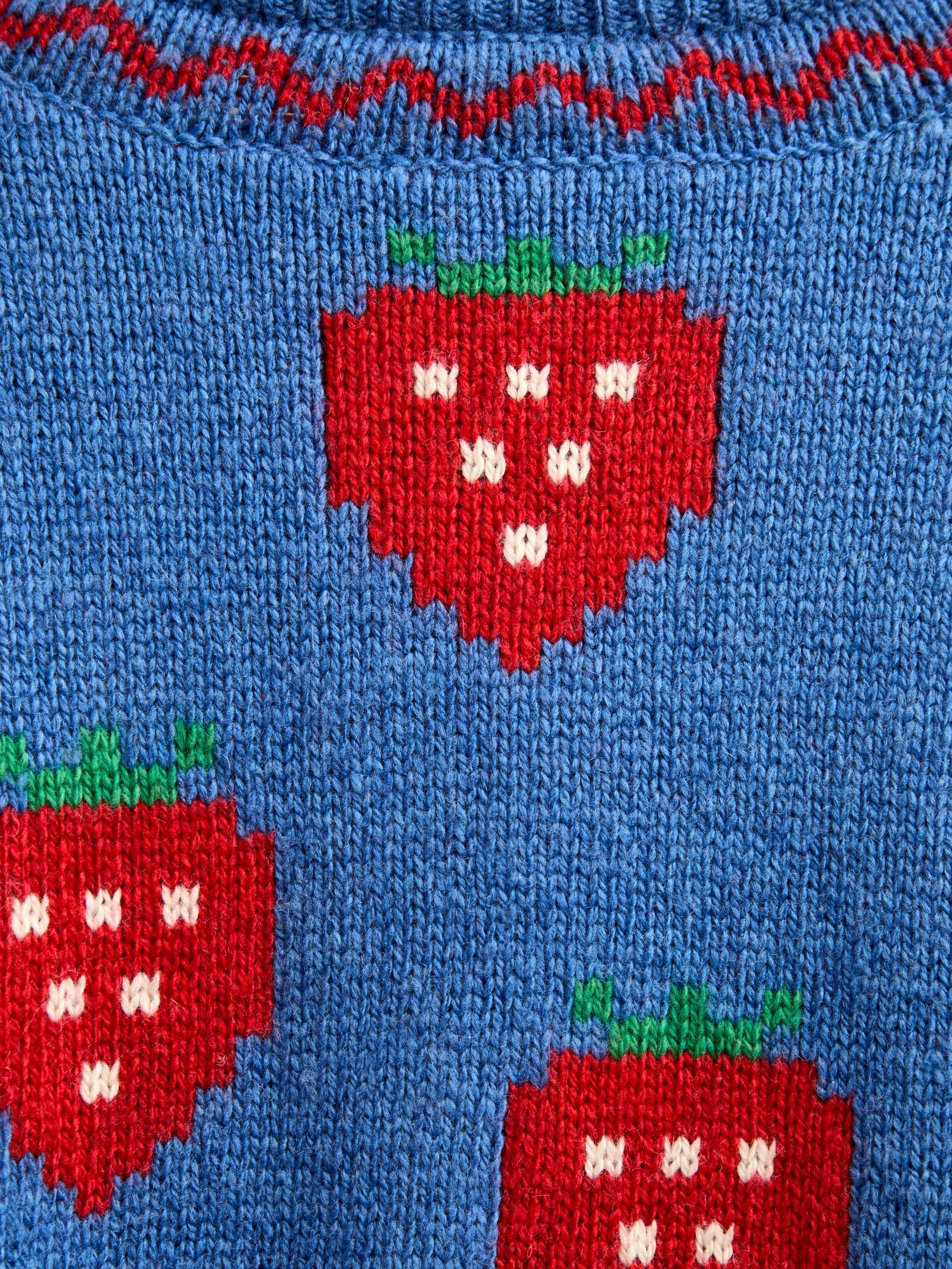 Dsiney Kidz - Jojo Maman Bébé Mid Blue Strawberry Knit Cardigan image 5