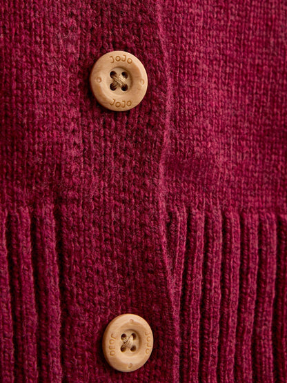 Dsiney Kidz - Jojo Maman Bébé Burgundy Floral Frill Collar Cardigan image 4