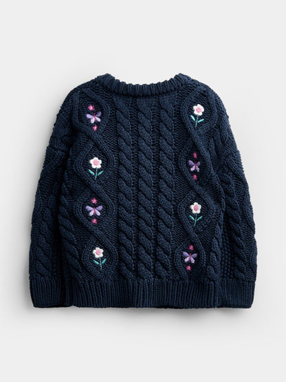 Dsiney Kidz - JoJo Maman Bébé Blue Embroidered Cable Knit Cardigan image 2