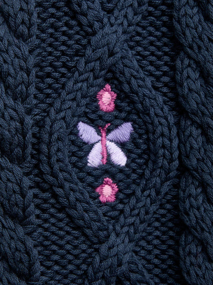 Dsiney Kidz - JoJo Maman Bébé Blue Embroidered Cable Knit Cardigan image 4