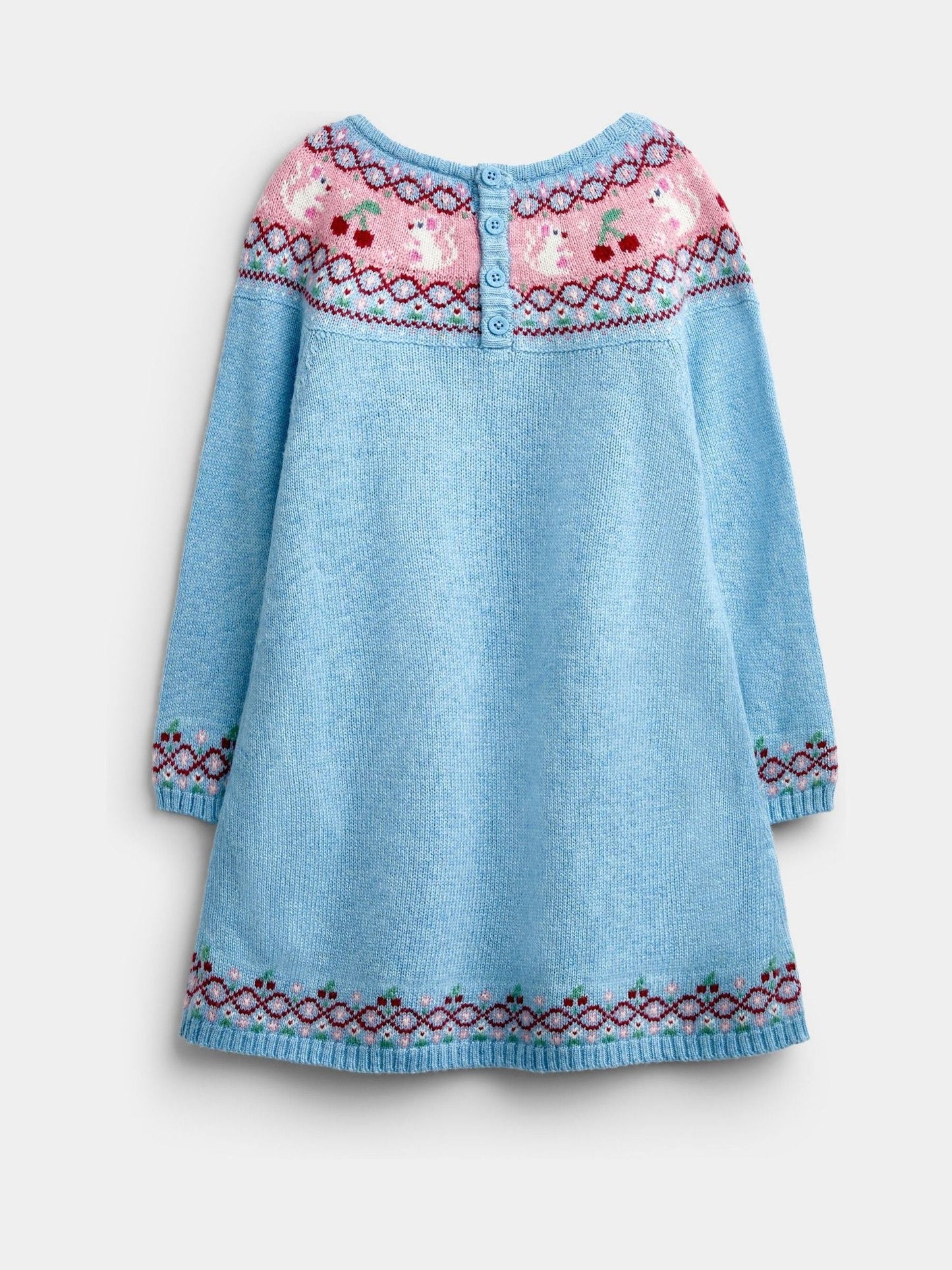 Dsiney Kidz - Jojo Maman Bébé Light Blue Mouse Fairisle Knitted Dress image 2