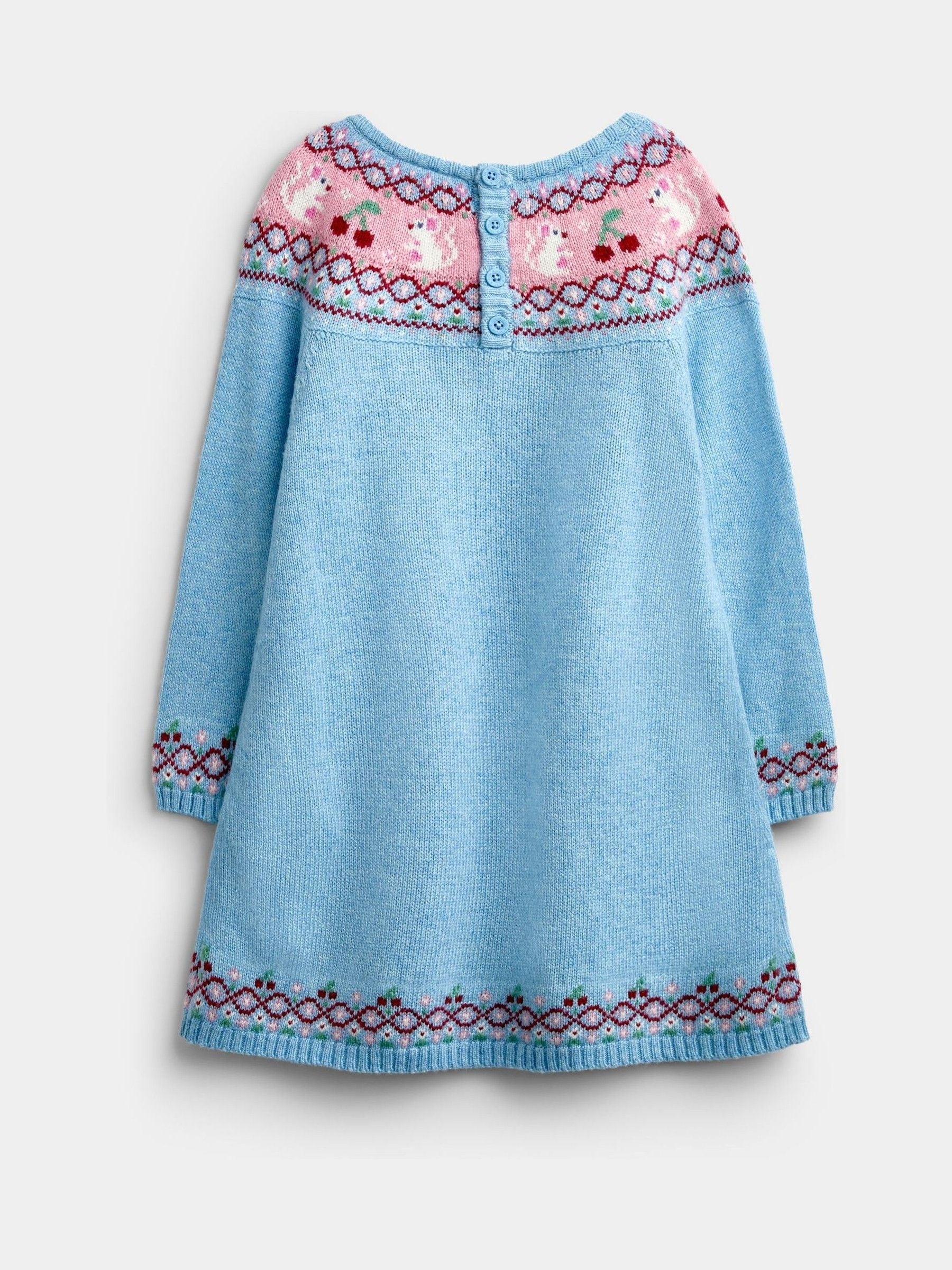 Dsiney Kidz - Jojo Maman Bébé Light Blue Mouse Fairisle Knitted Dress image 2