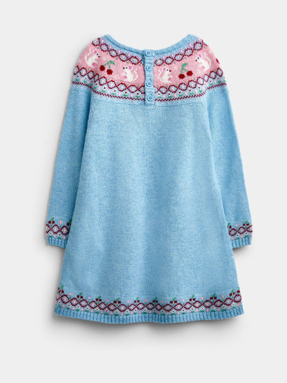 Dsiney Kidz - Jojo Maman Bébé Light Blue Mouse Fairisle Knitted Dress image 2