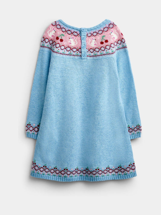 Dsiney Kidz - Jojo Maman Bébé Light Blue Mouse Fairisle Knitted Dress image 2