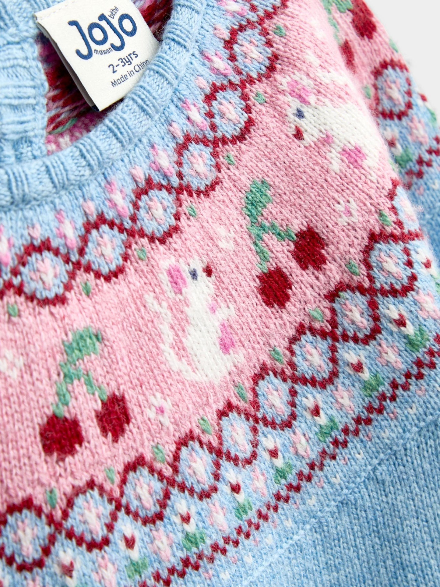 Dsiney Kidz - Jojo Maman Bébé Light Blue Mouse Fairisle Knitted Dress image 3