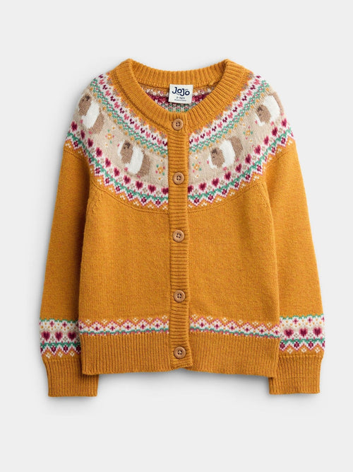 Dsiney Kidz - JoJo Maman Bébé Yellow Guinea Pig Fairisle Cardigan image 1