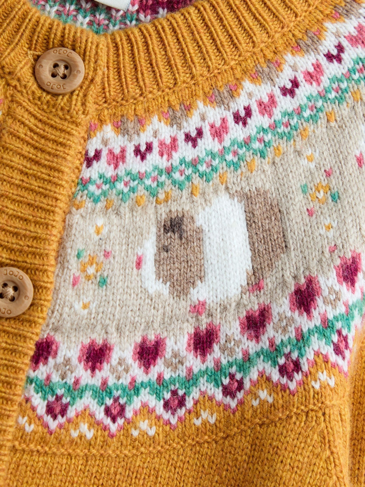 Dsiney Kidz - JoJo Maman Bébé Yellow Guinea Pig Fairisle Cardigan image 3