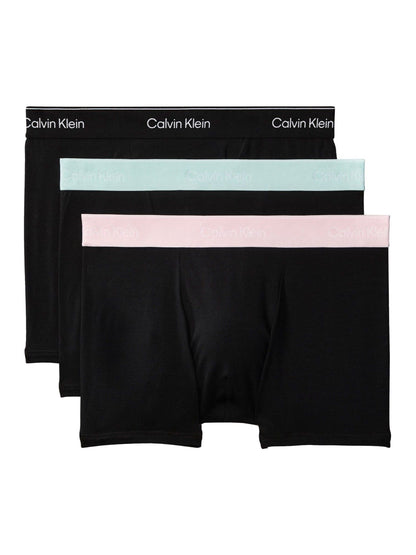 Dsiney Kidz - Calvin Klein Black/Green/Pink Waistband Icon Cotton Stretch Boxer Trunks 3 Pack image 1