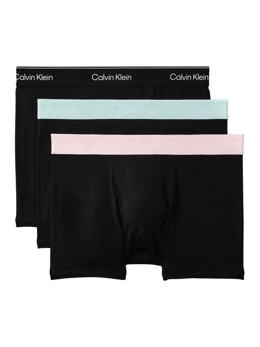 Disney Kidz - Calvin Klein Black/Green/Pink Waistband Icon Cotton Stretch Boxer Trunks 3 Pack image 1