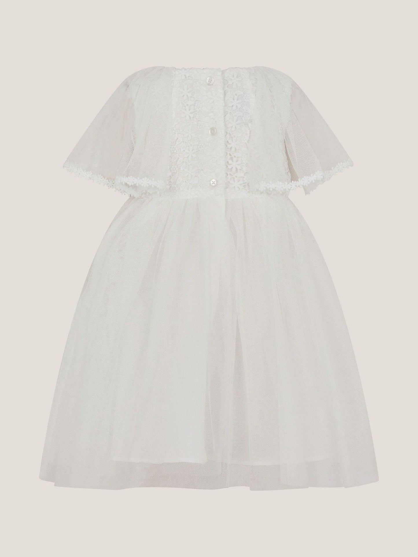 Monsoon Cream Baby Flutter Sleeve Floral Embroidered Tulle Dress image 2