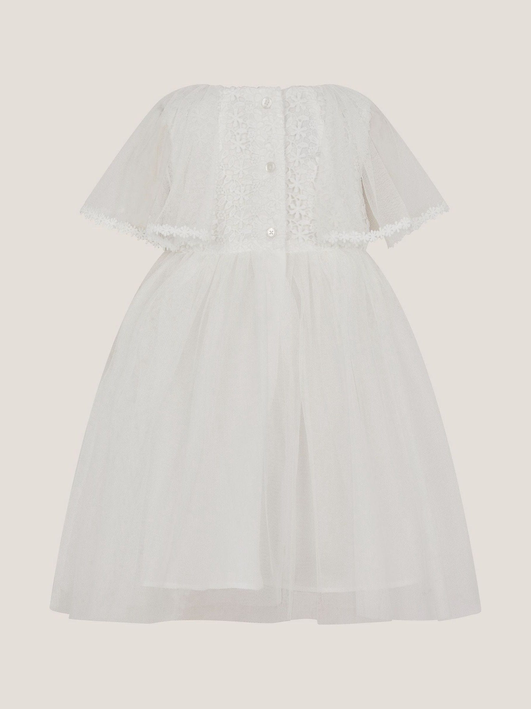 Monsoon Cream Baby Flutter Sleeve Floral Embroidered Tulle Dress image 2