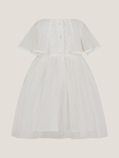 Monsoon Cream Baby Flutter Sleeve Floral Embroidered Tulle Dress image 2
