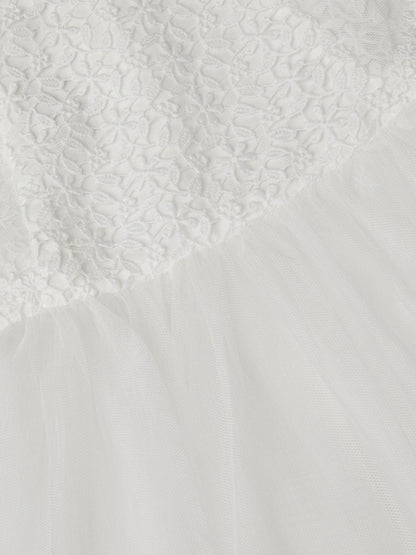 Monsoon Cream Baby Flutter Sleeve Floral Embroidered Tulle Dress image 3