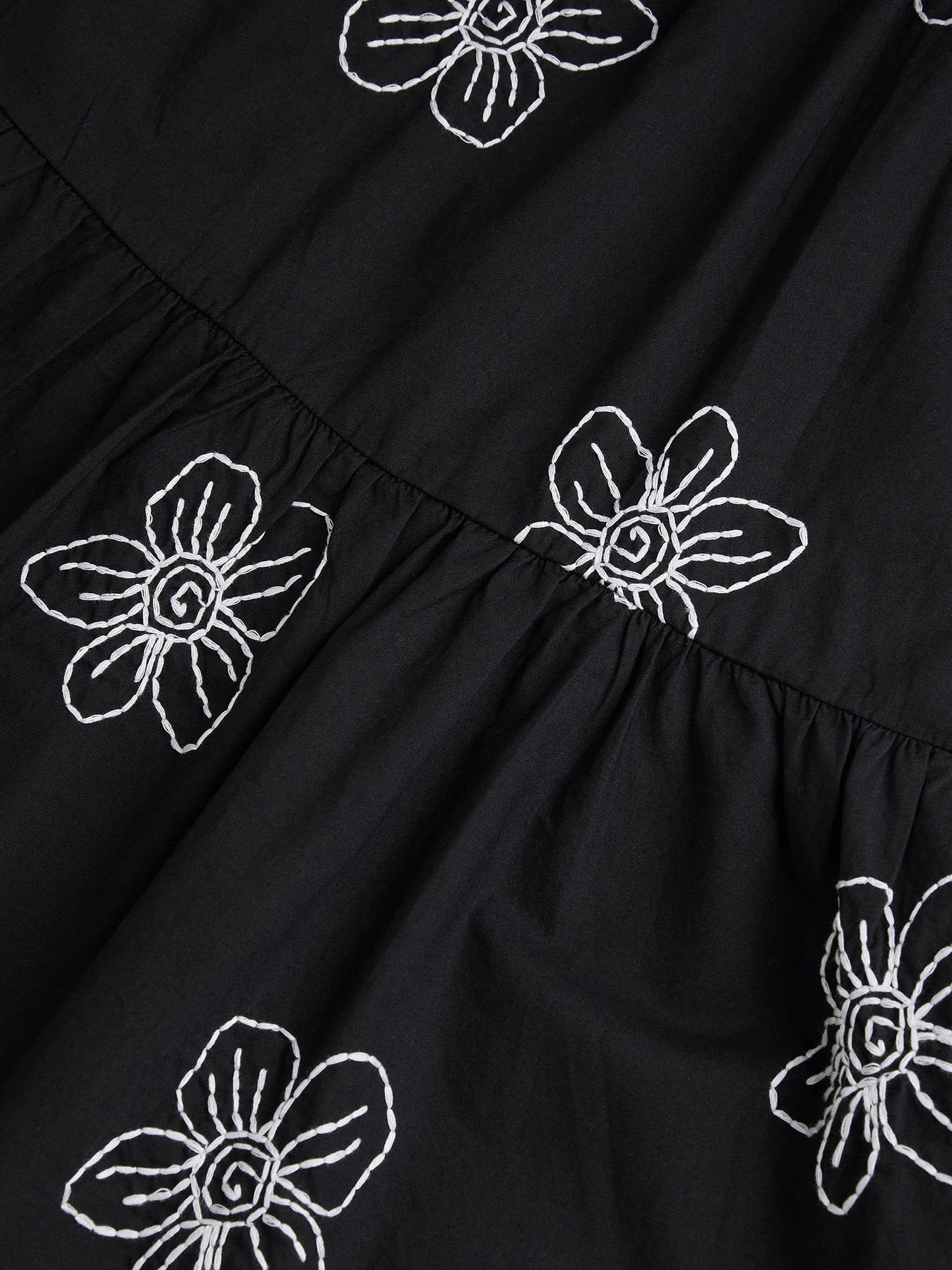 Monsoon Black Puff Sleeve Floral Embroidered Dress image 4