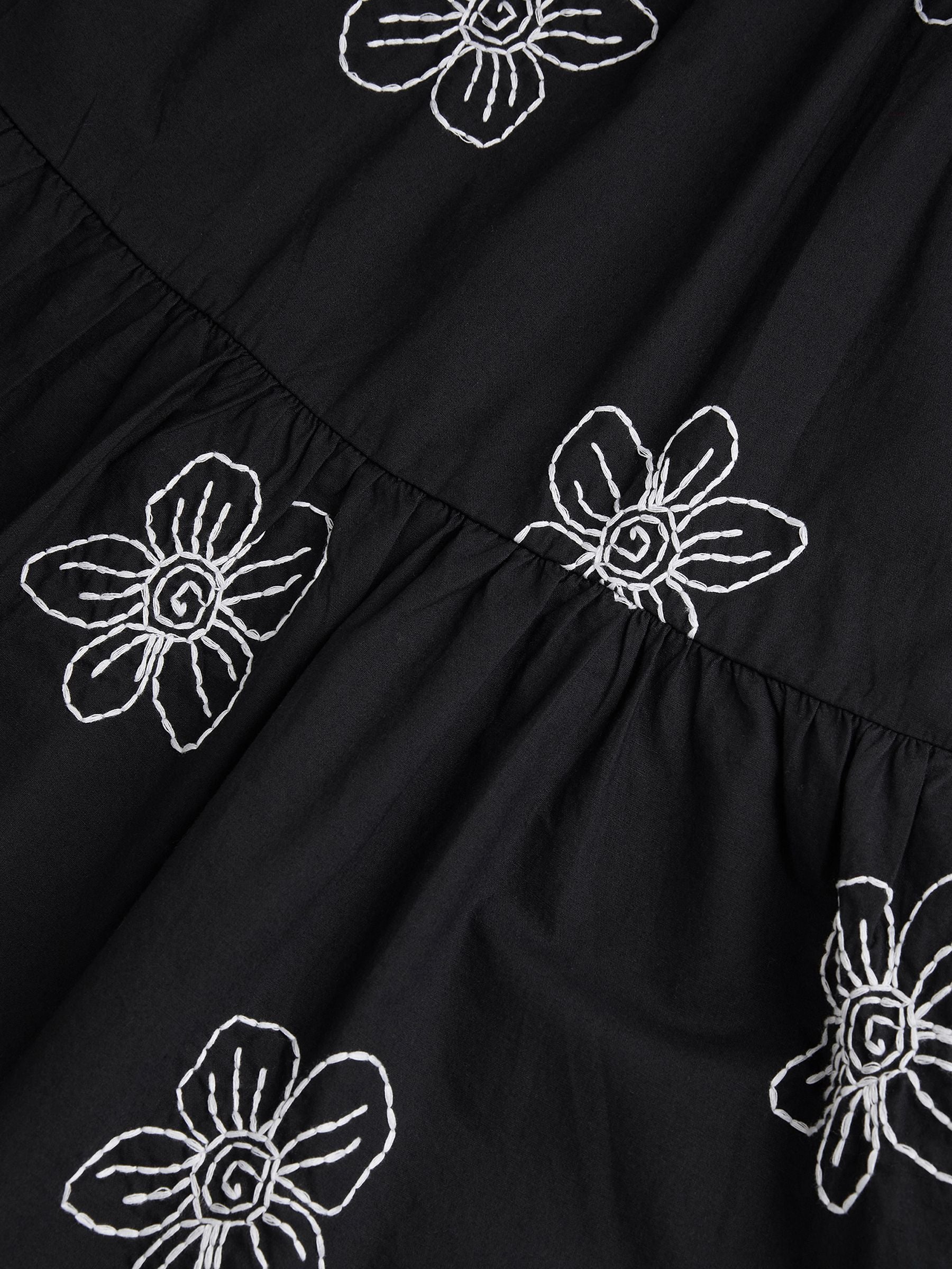 Monsoon Black Puff Sleeve Floral Embroidered Dress image 4