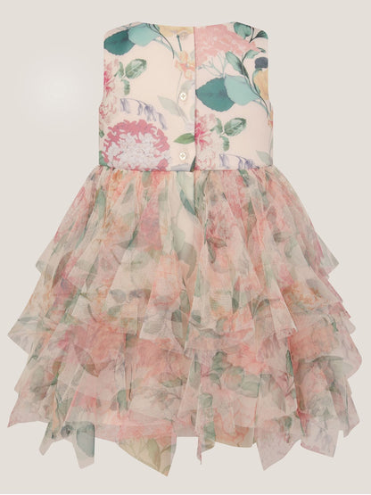 Monsoon Pink Baby Agnes Floral Print Ruffle Tier Dress image 3