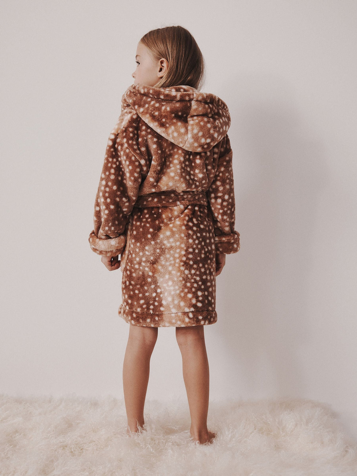 Neutral Deer Print Fleece Dressing Gown (9mths-16yrs) - image 5