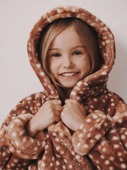 Neutral Deer Print Fleece Dressing Gown (9mths-16yrs) - image 6