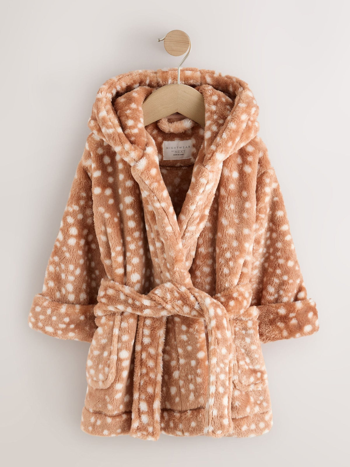 Neutral Deer Print Fleece Dressing Gown (9mths-16yrs) - image 7