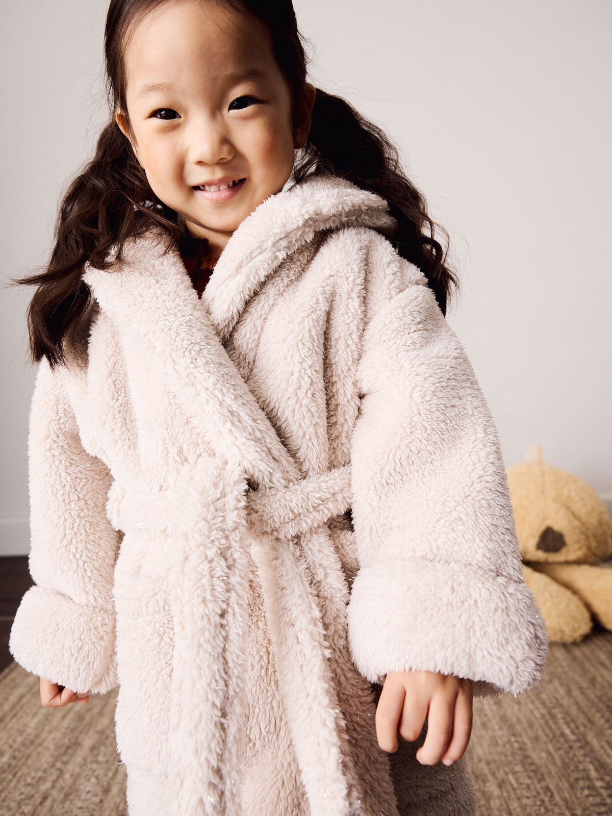 Beige Mouse Character Ears Fleece Dressing Gown (9mths-10yrs) - image 1