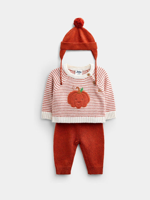 Dsiney Kidz - Jojo Maman Bébé Rust Orange Pumpkin Little Pumpkin Knitted Set image 1