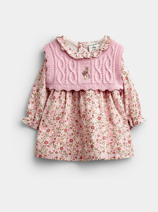 Dsiney Kidz - JoJo Maman Bébé Pink Floral Peter Rabbit Flopsy Knit Dress image 1