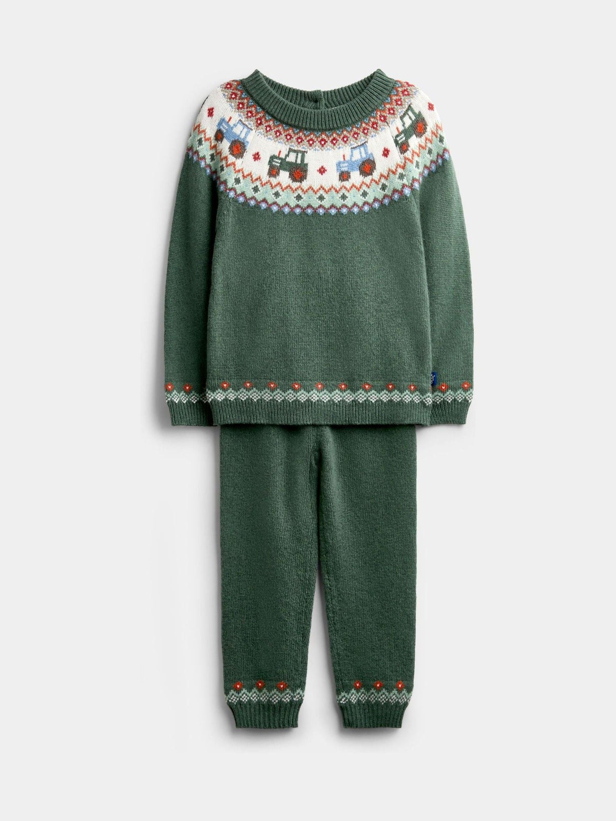 JoJo Maman Bébé Green Tractor Tractor Fairisle Knitted Jumper & Leggings Set - image 1