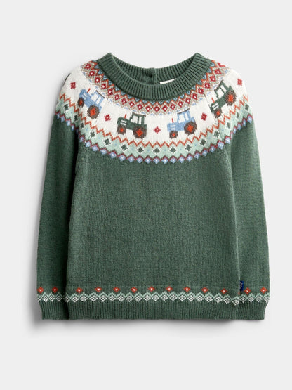 JoJo Maman Bébé Green Tractor Tractor Fairisle Knitted Jumper & Leggings Set - image 2