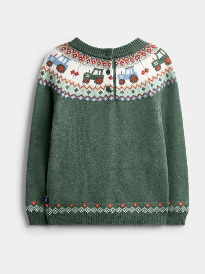 JoJo Maman Bébé Green Tractor Tractor Fairisle Knitted Jumper & Leggings Set - image 3