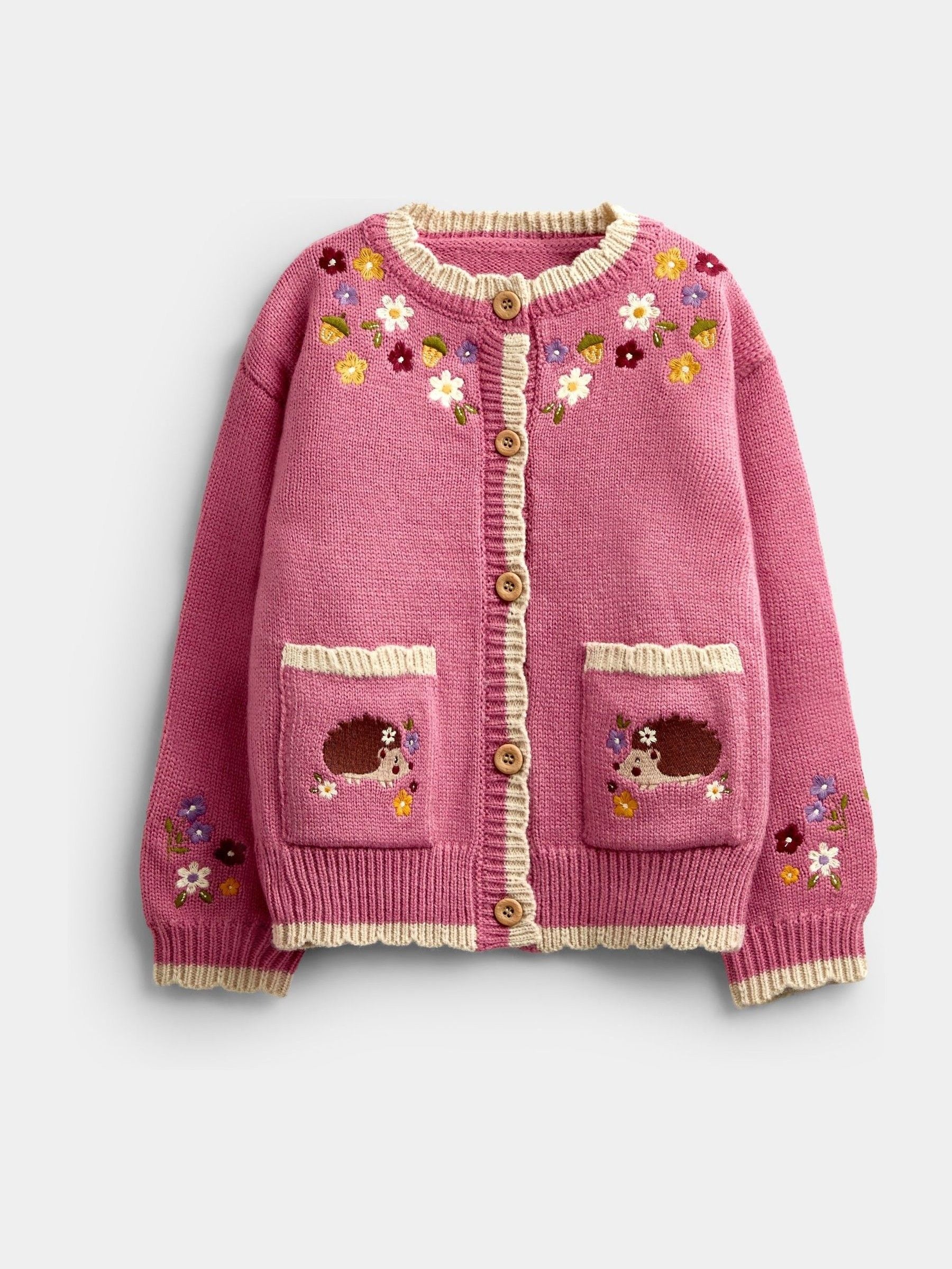 Dsiney Kidz - JoJo Maman Bébé Rust Orange Hedgehog Appliqué Knit Cardigan image 1